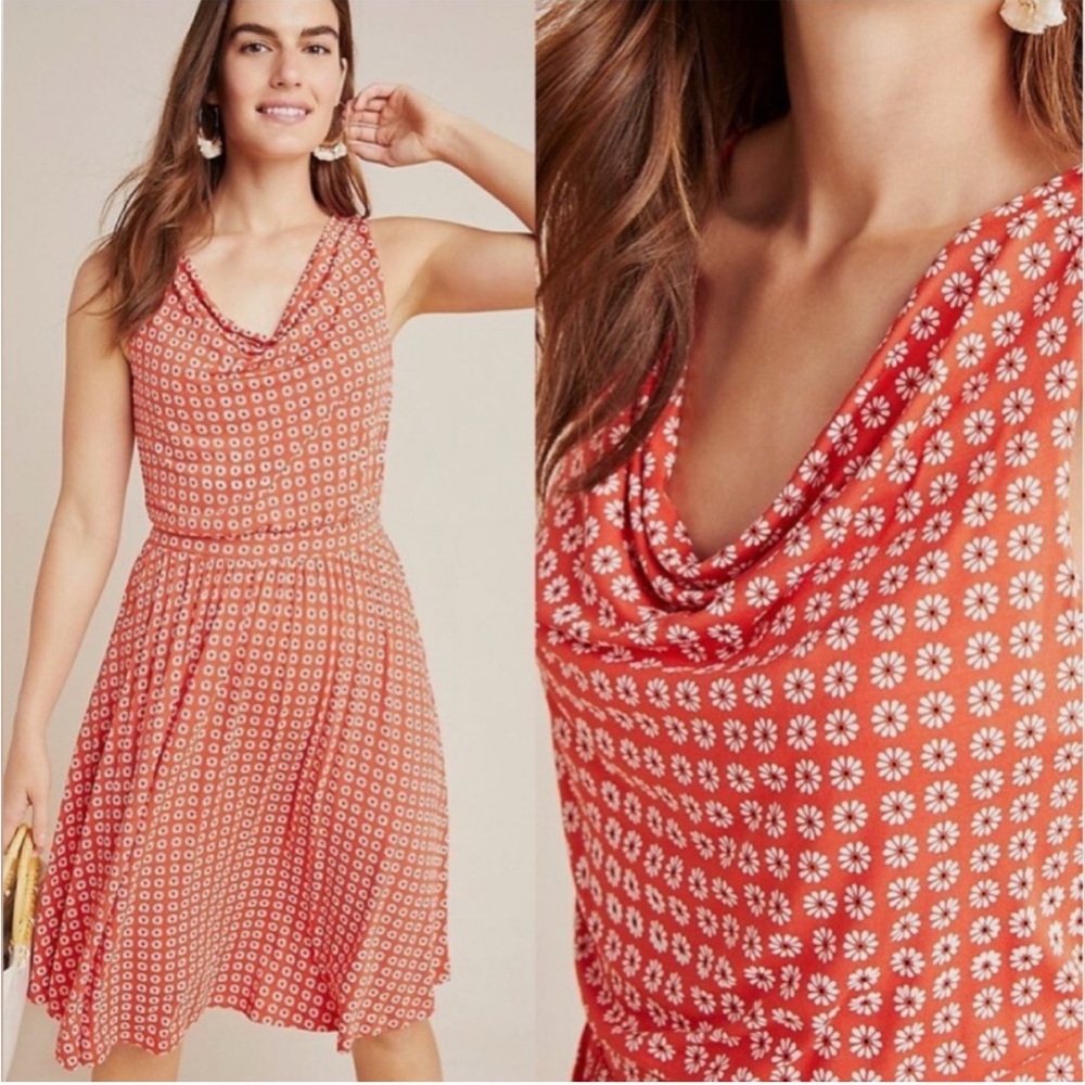 Anthropologie Maeve Red/orange Sleeveless Dress